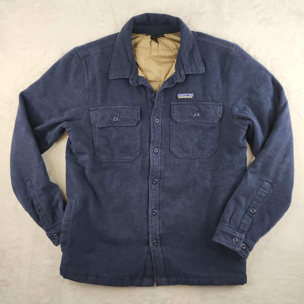 Patagonia Fjord Flannel Insulated Shirt Jacket Navy Blue Medium Organic Gorpcore